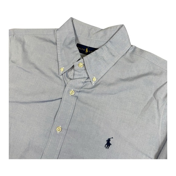 Ralph Lauren Men's‎ L Solid Blue Long Sleeve Button Front Shirt - Picture 1 of 7